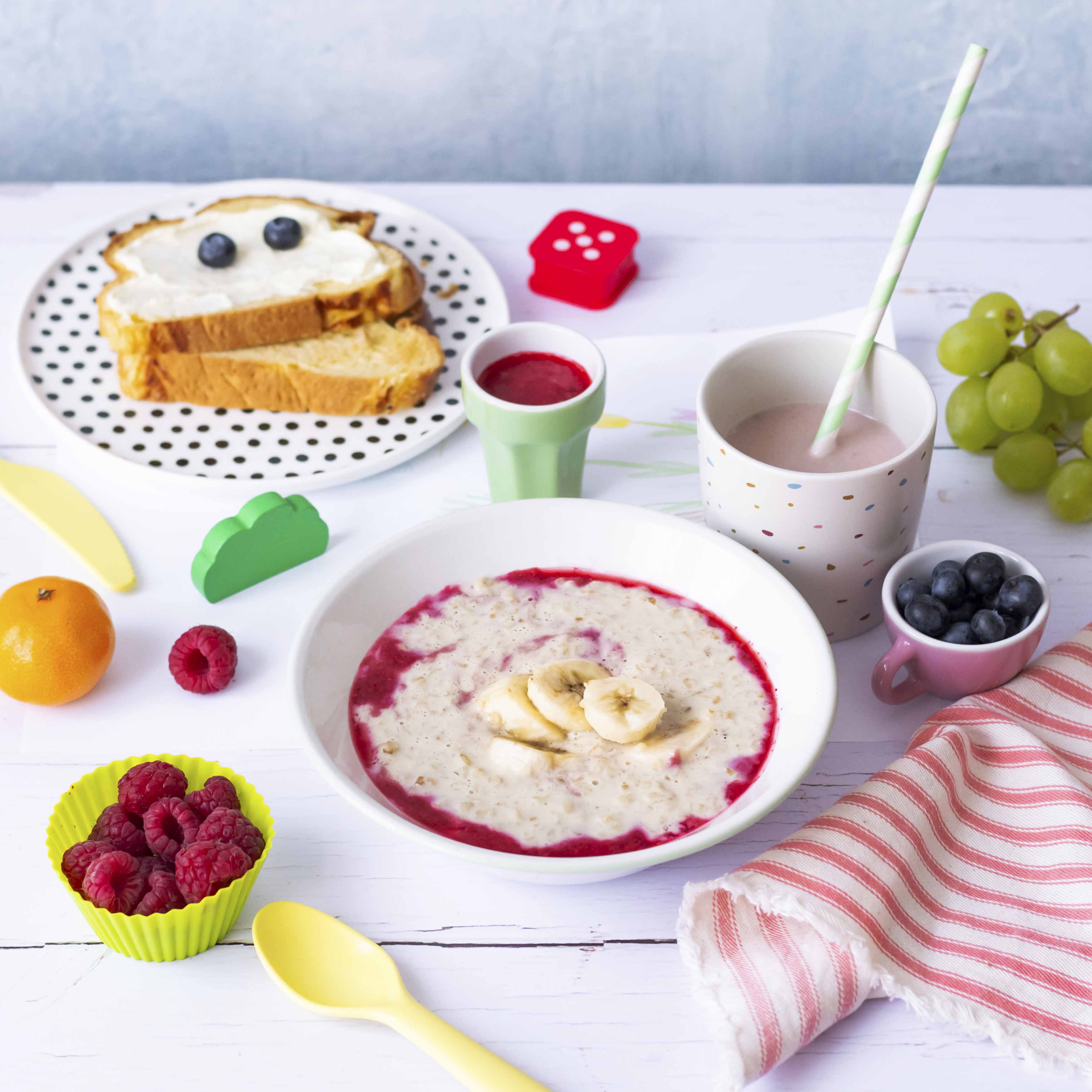 Kids Healthy Porridge Breakfast With Sandwich